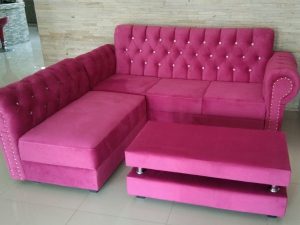 Sofa L-Shape Chesterfield Fuchsia